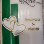 Hochzeitskerze Grün & Gold